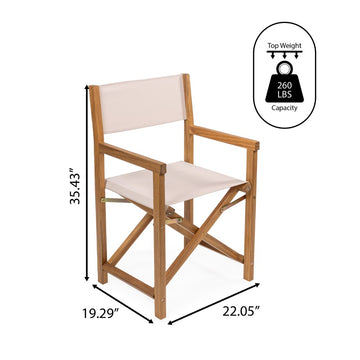 Cukor Classic Vintage Outdoor Acacia Wood Folding Director Chair with Canvas Seat - JONATHAN Y